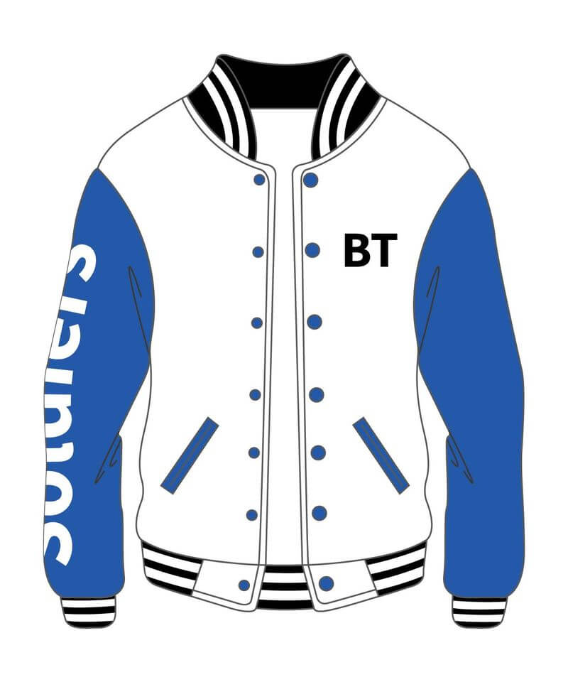 Custom White and Blue Soldier Varsity Jacket (1) Custom White and Blue Soldier Varsity Jacket