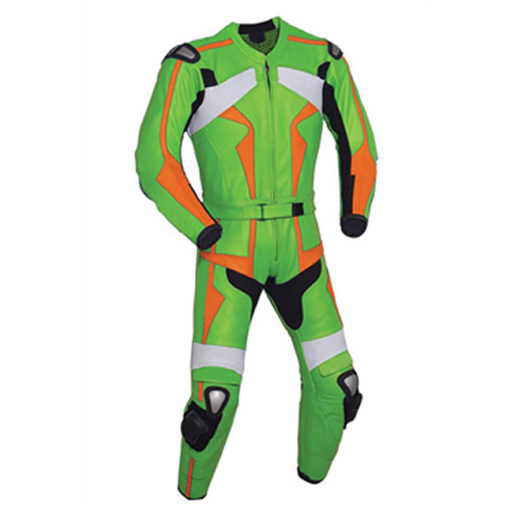 Green and Orange Motorcycle Racing Leather Suit Green and Orange Motorcycle Racing Leather Suit
