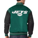 Green&Black New York Jets Satin Varsity Jacket