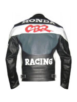 Honda CBR Black Silver Motorcycle Leather Jacket