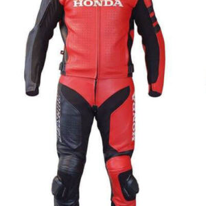 Honda Red and Black Motorcycle Racing Leather Suit