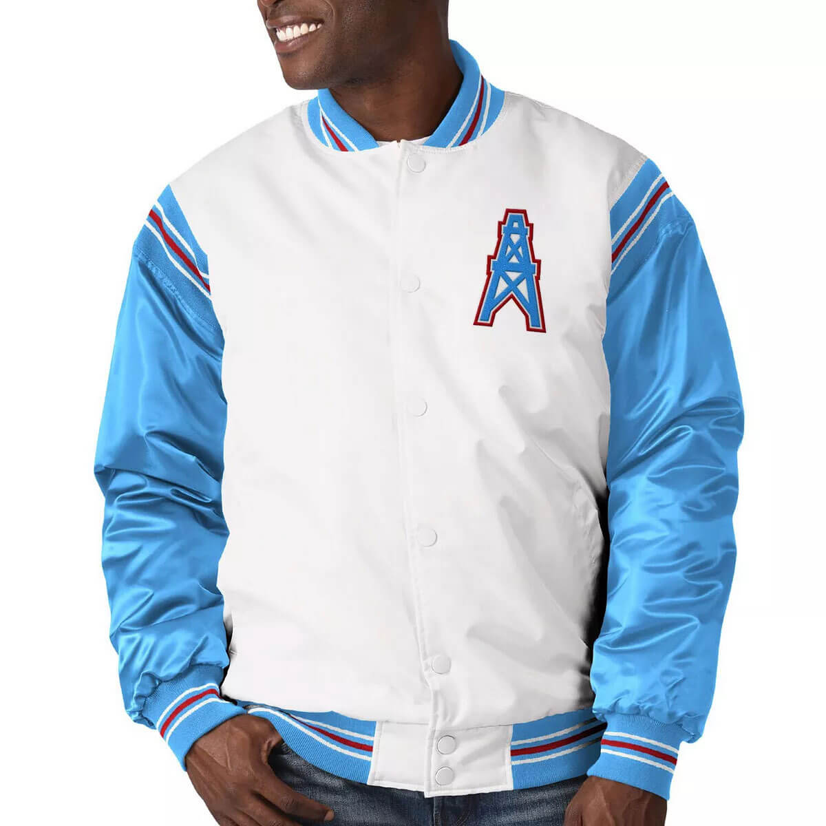 Houston Oilers Historic Logo Renegade Satin Jacket (1) Houston Oilers Historic Logo Renegade Satin Jacket