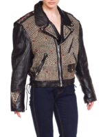 Jeff Hamilton Studded Eagle Leather Biker Jacket
