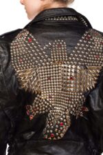 Jeff Hamilton Studded Eagle Leather Biker Jacket
