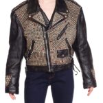 Jeff Hamilton Studded Eagle Leather Biker Jacket