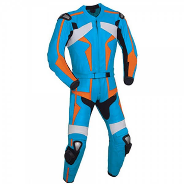 Light Blue & Orange Motorcycle Racing Leather Suit Light Blue & Orange Motorcycle Racing Leather Suit