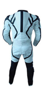 Light Blue and Black Motorcycle Racing Leather Suit