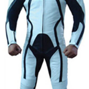 Light Blue and Black Motorcycle Racing Leather Suit