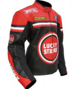 Lucky Strike Black and Red Motorcycle Leather Jacket