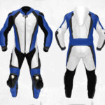 Men's Blue Motorcycle Sports Racing Leather Suit