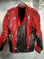 Michael Jackson Red Black Leather Studded Jacket