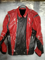 Michael Jackson Red Black Leather Studded Jacket