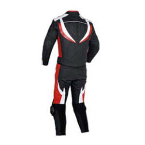 Motorcycle Black, Red and White Racing Leather Suit