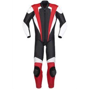 Motorcycle Red and Black Racing Leather Suit