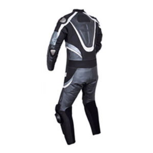 Motorcycle Silver and Black Racing Leather Suit