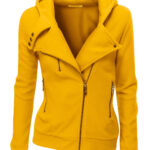 Mustard Women's Zipper Long Sleeved Wool Jacket