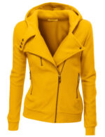 Mustard Women's Zipper Long Sleeved Wool Jacket