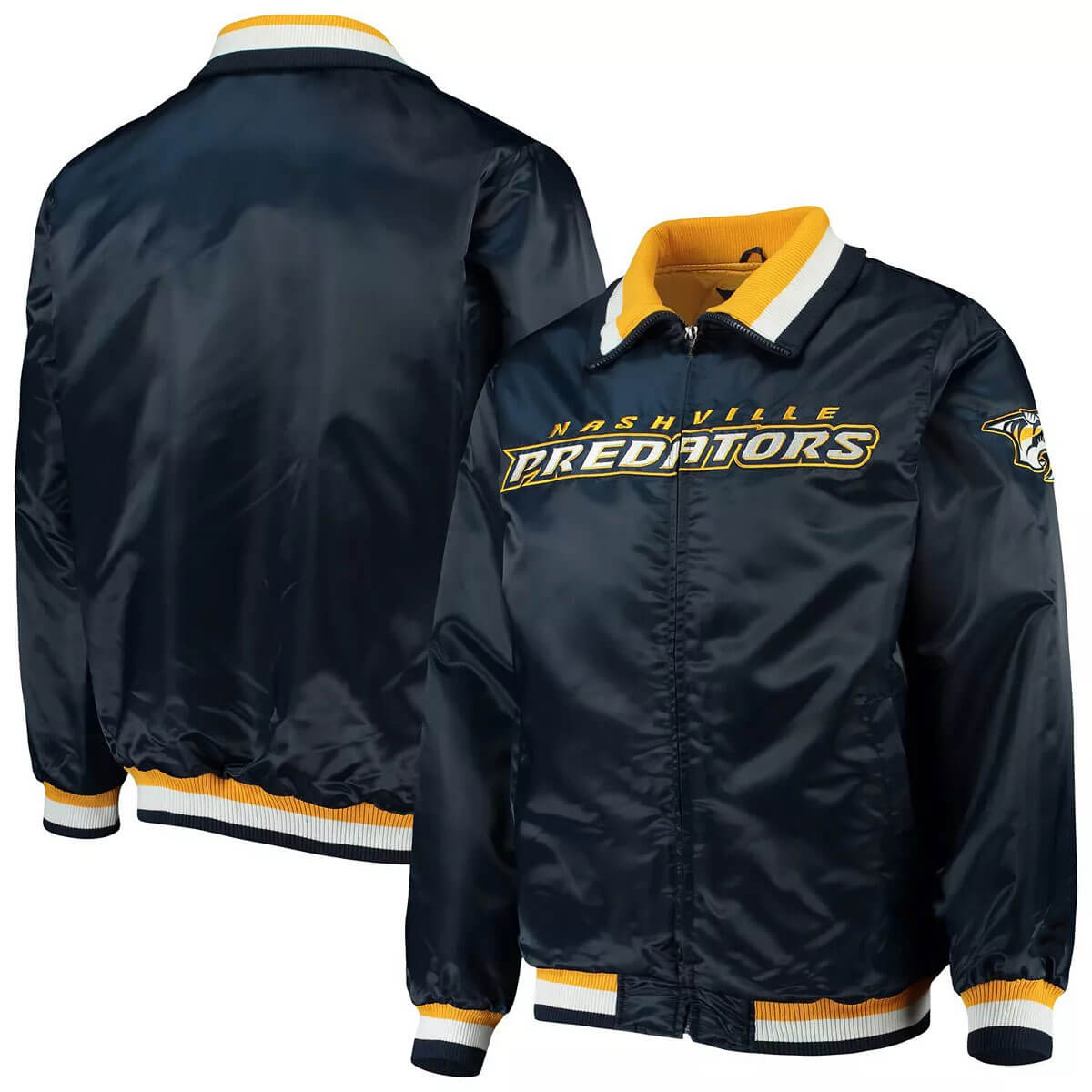 Navy Nashville Predators Captain II Satin Jacket (1) Navy Nashville Predators Captain II Satin Jacket