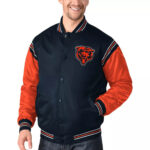 Navy&Orange Chicago Bears Varsity Satin Jacket