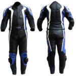 New Black Blue Motorcycle Sports Racing Leather Suit
