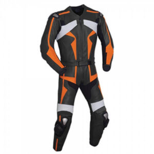 Orange & Black Motorcycle Racing Leather Suit