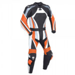 Orange and Black Motorcycle Racing Leather Suit