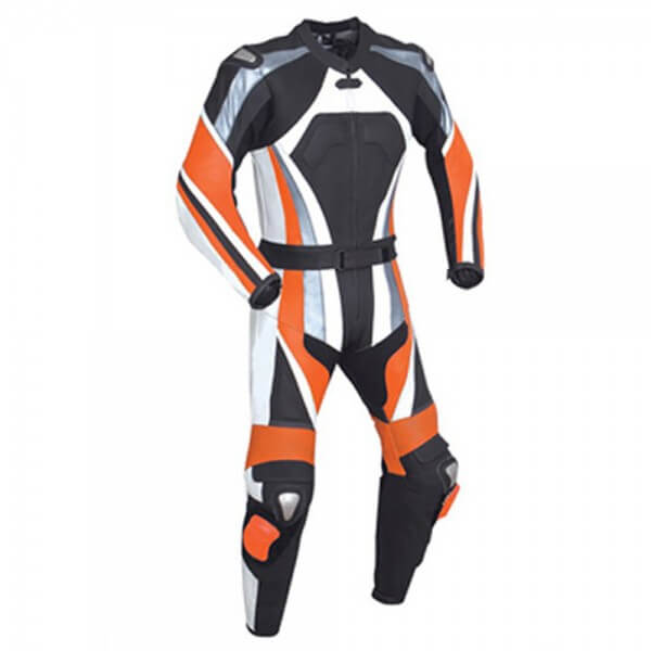 Orange and Black Motorcycle Racing Leather Suit Orange and Black Motorcycle Racing Leather Suit