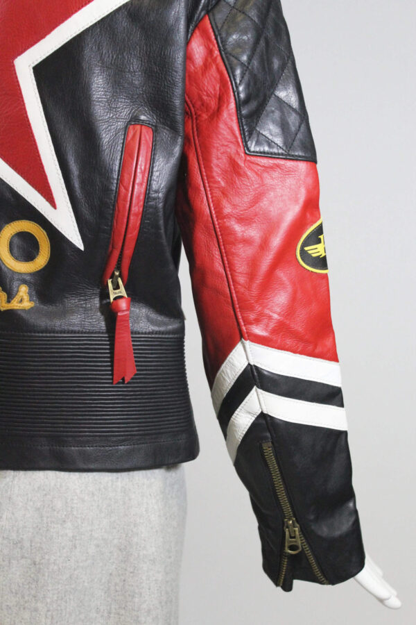 Polo Ralph Lauren Red Black Patchwork Leather Jacket