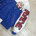 Popeye The Sailor Man Blue and White Leather Jacket