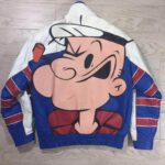 Popeye The Sailor Man Blue and White Leather Jacket
