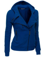 Royal Blue Women's Zipper Long Sleeved Wool Jacket