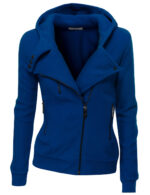 Royal Blue Women's Zipper Long Sleeved Wool Jacket