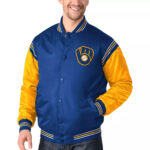 Royal&Yellow Milwaukee Brewers Varsity Satin Jacket