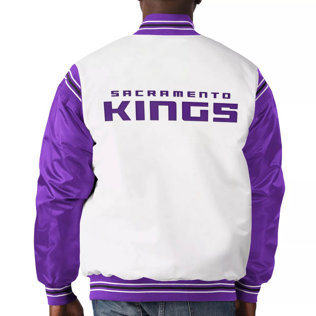 Sacramento Kings Starter The Enforcer Varsity Satin Full-Snap Jacket -  Purple/Black