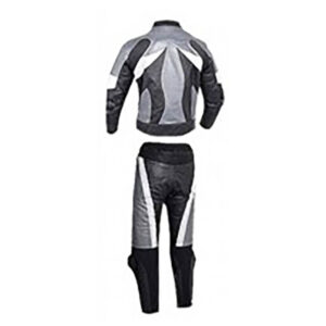 Silver and Black Motorcycle Racing Leather Suit