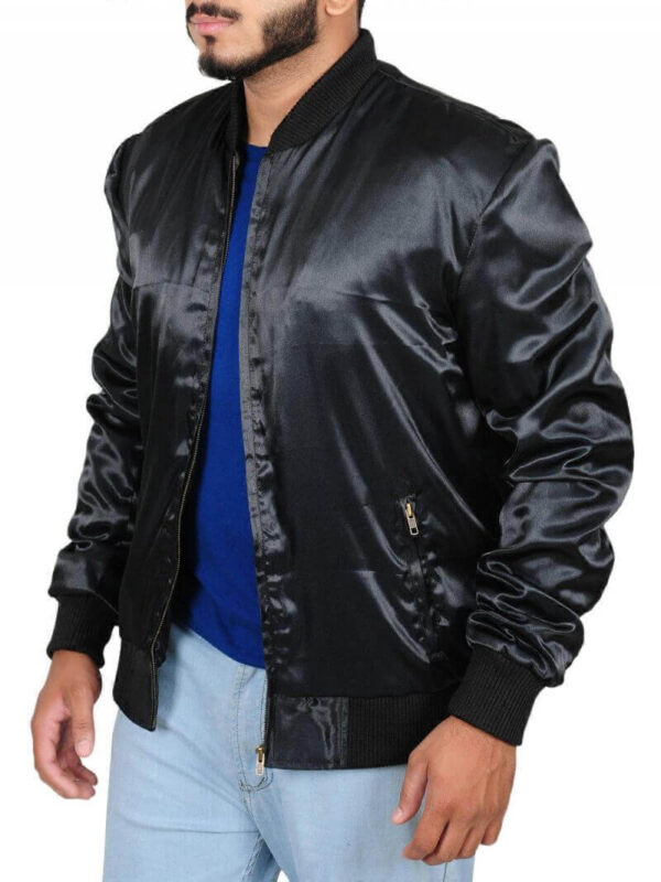 Sylvester Stallone Black Satin Tiger Jacket