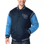Tennessee Titans Navy & Light Blue Satin Varsity Jacket