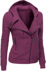 Violet Women's Zipper Long Sleeved Wool Jacket