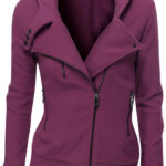 Violet Women's Zipper Long Sleeved Wool Jacket