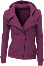 Violet Women's Zipper Long Sleeved Wool Jacket