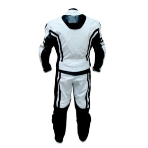 White & Black Plimmerton Motorcycle Leather Racing Suit