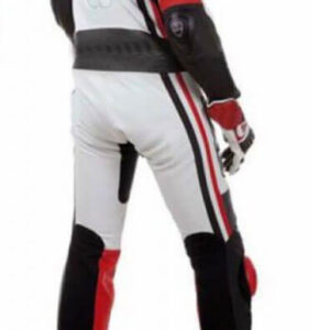 White Black Red Motorcycle Racing Leather Suit