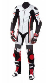 White Black Red Motorcycle Racing Leather Suit