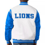 White&Blue Detroit Lions Satin Varsity Jacket