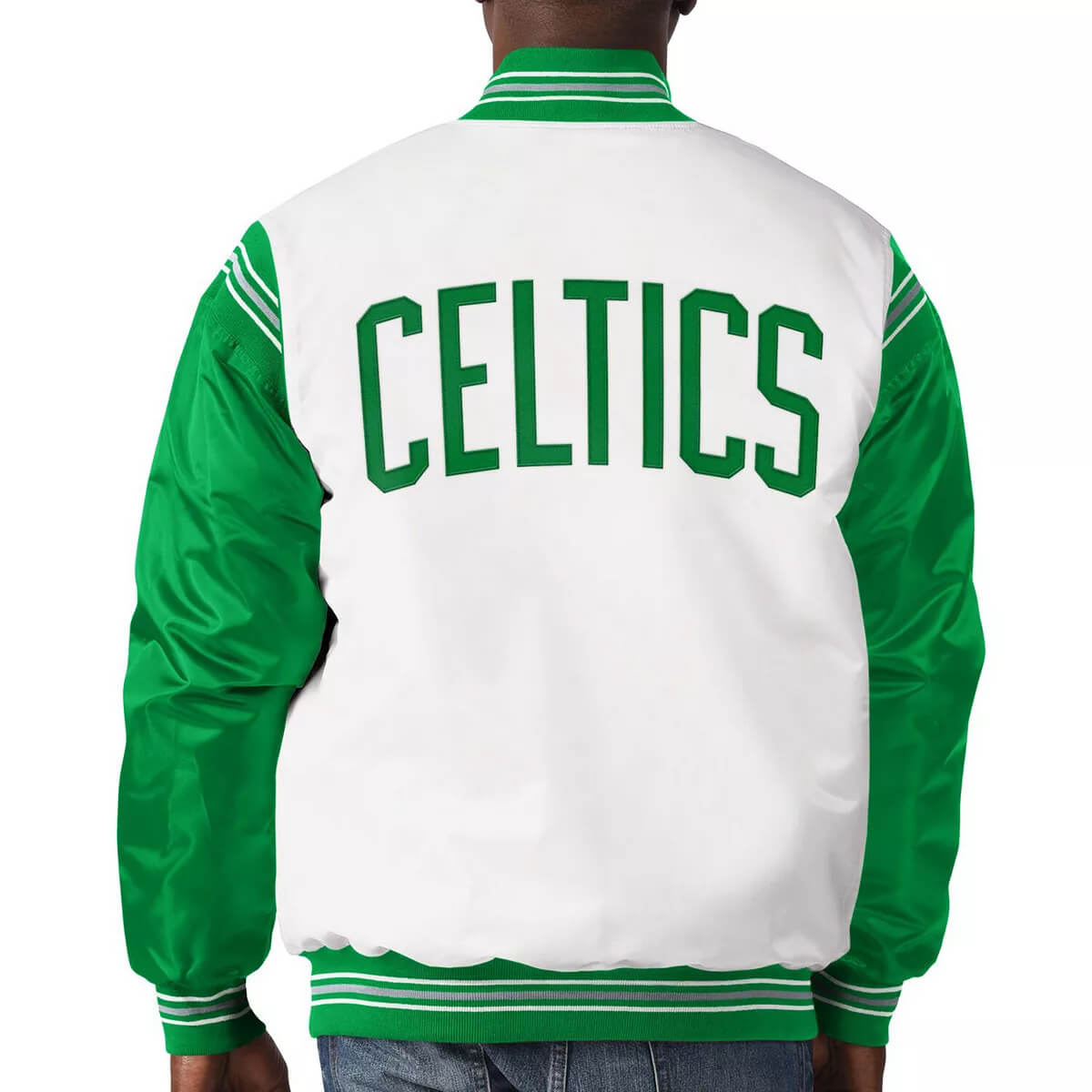 Boston Celtics Lightweight White Satin Jacket