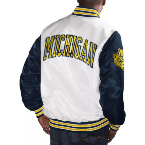 White&Navy Michigan Wolverines Cotton Jacket