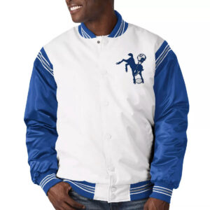 White&Royal Indianapolis Colts Satin Varsity Jacket