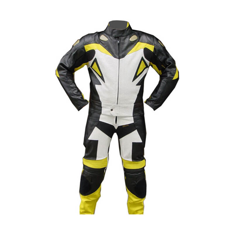Yellow Madrid Motorcycle Leather Racing Suit Yellow Madrid Motorcycle Leather Racing Suit