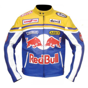 Yellow Red Bull Racing Motorcycle Leather Jacket