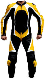 Yellow and Black Motorcycle Sports Racing Leather Suit